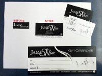 James Salon  Logo design along with matching business card and gift certificates